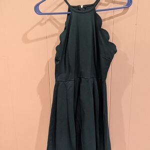 Charlotte Russe Dark Green Scalloped Mini Dress